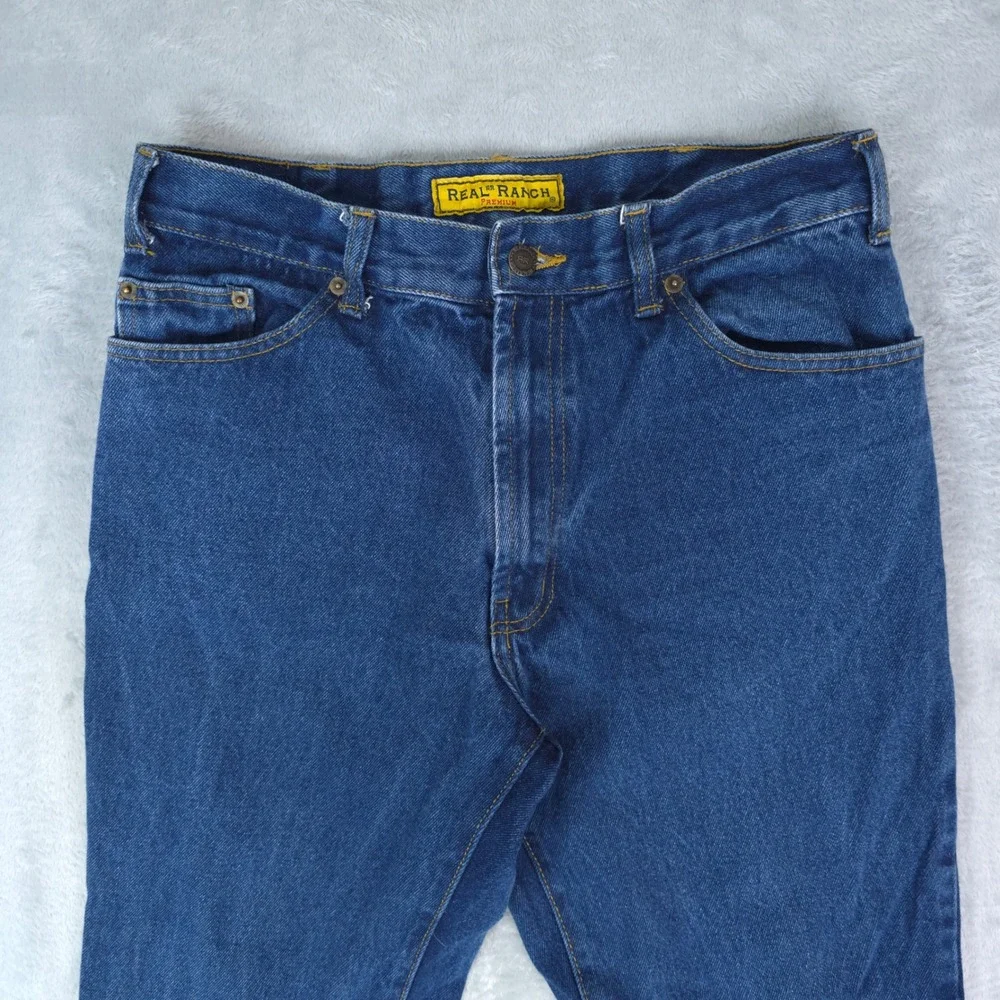 Real Ranch Premium Jeans Mens 33x36‎ Blue Cotton Denim Straight Leg Workwear